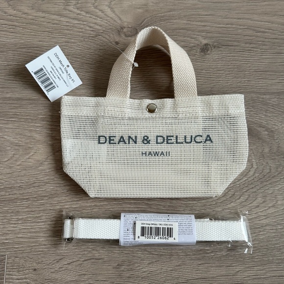 🆕 Dean & Deluca Hawaii Cream Limited Edition XS Mini Mesh Tote Bag with Strap